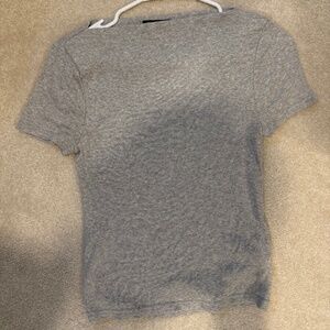 Ribbed Boatneck Grey JCrew Short Sleeve Tee